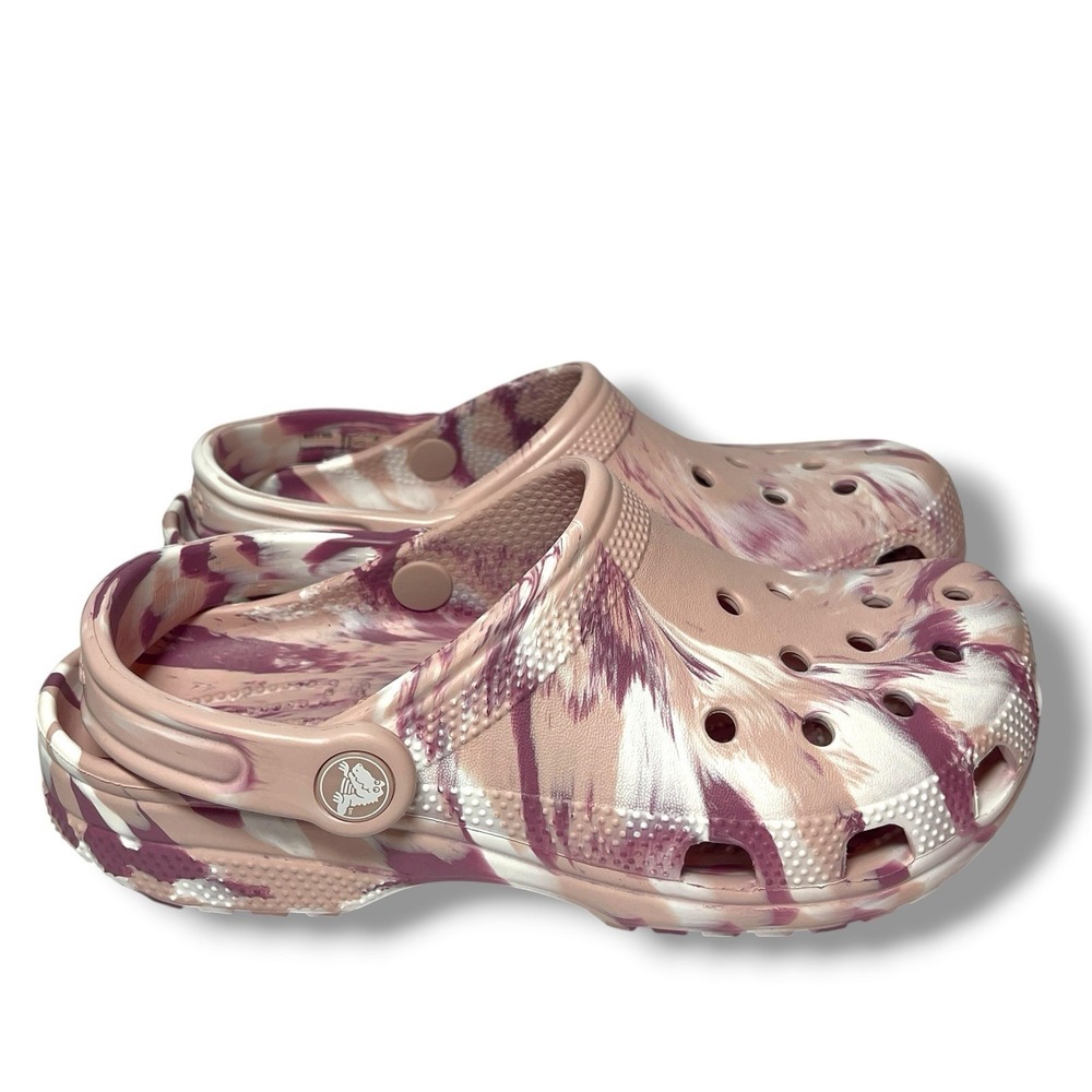 NEW Crocs Classic Pink Marbled Tie-Dye Clog Quartz/Multi Men's 4, Women's 6 - Picture 5 of 10